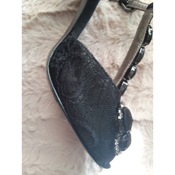 Marciano Women Size 8M Lace Jeweled Rhinestone Open Toe Stiletto Heels Glam - Picture 8 of 11